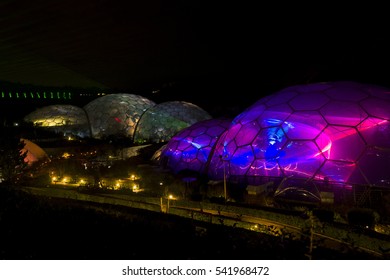 Eden Project Light And Sound Event, Par, Cornwall, UK, Photographs Taken Through Out December 2016. Documentary Editorial. Light Curation Chris Levine.