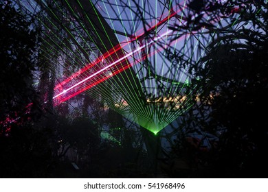 Eden Project Light And Sound Event, Par, Cornwall, UK, Photographs Taken Through Out December 2016. Documentary Editorial. Light Curation Chris Levine.