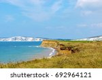 Edge of coast looking from Hanover point across to Tennyson Down, Isle Of wight