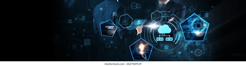 Edge Computing Concept: Decentralized processing, real-time data analysis, low latency, network optimization, data security, device connectivity, and scalable infrastructure on global business network
