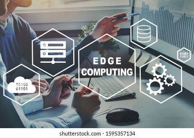 edge computing concept, diagram with icons - Shutterstock ID 1595357134