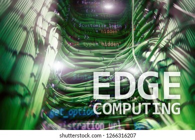 EDGE computing, internet and modern technology concept on modern server room background.