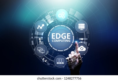 Edge Computing Modern IT Technology On Virtual Screen Concept