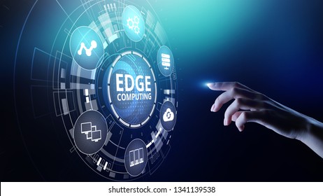 Edge Computing Modern IT Technology On Virtual Screen Concept.