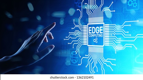 Edge Computing Modern IT Technology On Virtual Screen Concept.