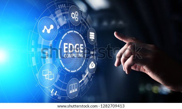 Edge computing modern IT technology on virtual\
screen concept