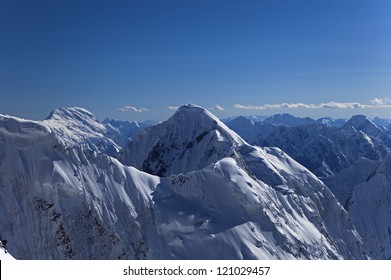 Edge And Ice Cliff Of Chapayev Peak, North Mountainside Of Peak Pobeda (Jengish Chokusu In Kyrgyz, Or Tomur In Chinese), Central Tian Shan Mountains, Central Asia, Kazakhstan, Kyrgyzstan