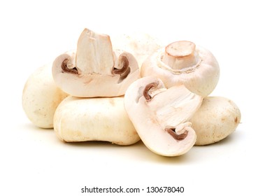 Edible Button Mushroom Isolated On White Background