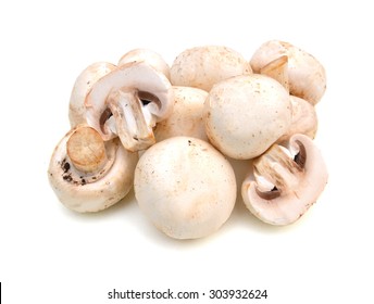 Edible Button Mushroom Isolated On White Background