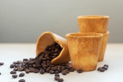 Edible Cookie Coffee Cup Filled With Coffee Bean, Eco Friendly Alternative For Takeaway Cup.