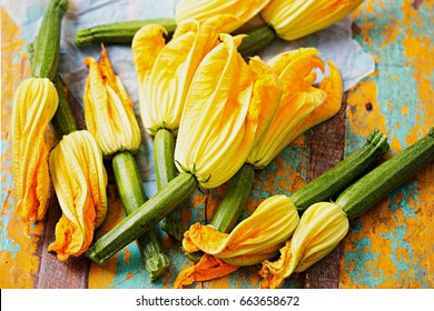 Edible Courgette Flowers Isolated 