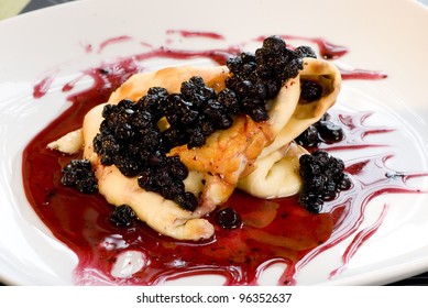 Edible Frog From Pancake  With Black Berry  Sauce