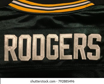 Edina, MN/USA- January 13, 2018 Aaron Rodgers Nameplate On Display.