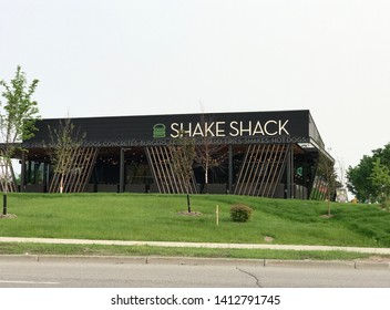 Edina, MN/USA. May 30, 2019. The exterior of a new Shake Shack restaurant in Minnesota.