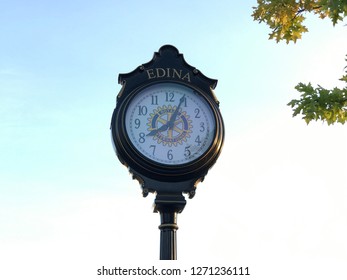 Edina, MN/USA. May 8th, 2018. A clock pole that looks like a watch in Centennial Lakes Park in Edina, MN.