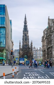 Edinburg, UK - August 23, 2021: Scott Monument View From St. David Street