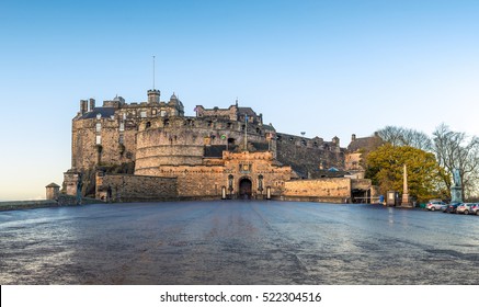 The Edinburgh Castle On A Cold Autumn Morning 