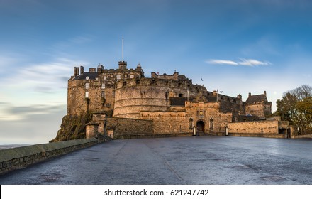 The Edinburgh Castle On A Cold Autumn Morning