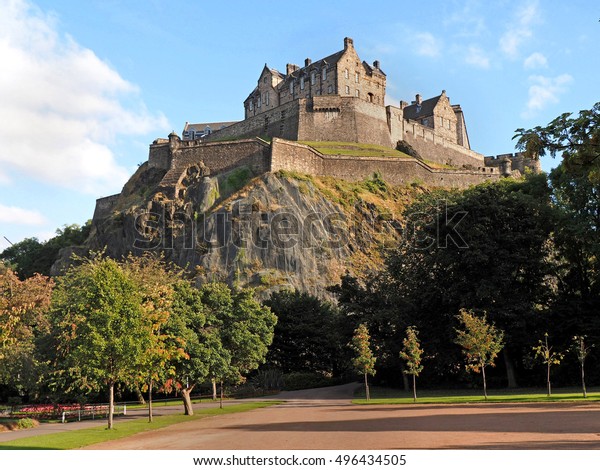 Edinburgh Castle Rock Rising Above Princes Stock Photo Edit Now