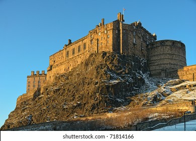 Edinburgh Castle, Scotland, UK, Late On A Winter Afternoon