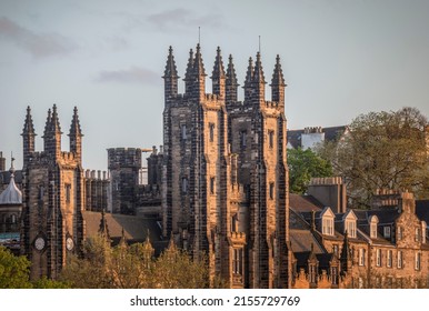 Edinburgh City Centre, Scotland, Great Britain, UK - May 11th 2022:A view of assembly Hall of New College, The University of Edinburgh. The Assembly Hall is in the neo-gothic building.