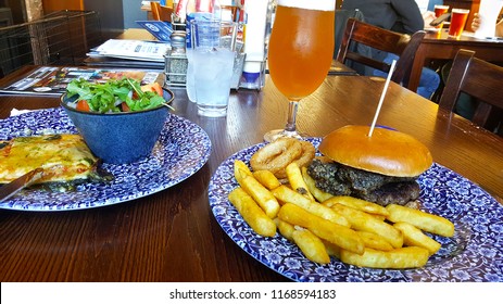 Edinburgh City Scotland - October 25 2017
Traditional Haggis Burger Dish