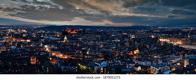 Edinburgh City View At Dusk, Scotland