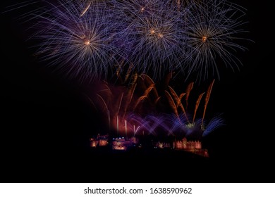 Edinburgh Hogmanay Fireworks Over The Castle