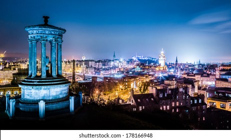 Edinburgh at night view from Calton Hill