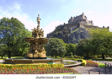 Edinburgh Park Fountain And Castle