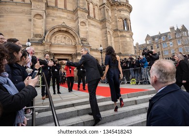 Edinburgh, Scotland, 14th March 2019, George and Amal Clooney visit McEwan Hall at The University of Edinburgh for a charity event.