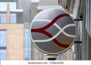 EDINBURGH, SCOTLAND - 18 August 2020 Lothian Buses Logo Outside The Bus Ticket Shop