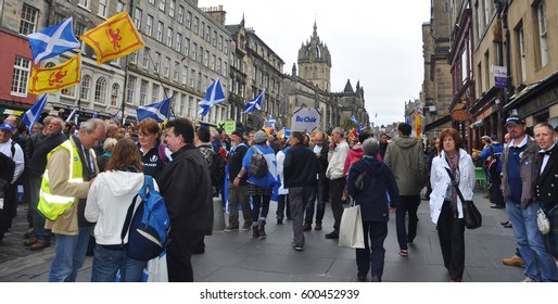 Edinburgh, Scotland 21 September 2013 - Second Scottish Independence Referendum March From The Royal Mile To Calton Hill