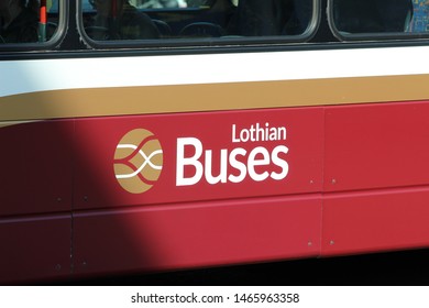 EDINBURGH, SCOTLAND - 30 July 2019 Logo Of Lothian Buses Bus Company In Edinburgh Scotland