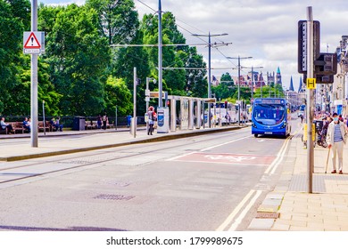 Edinburgh, Scotland 6th Aug 2020 Public Transport, I.e. Buses, Taxis And Trams On Princes Street In Edinburgh.