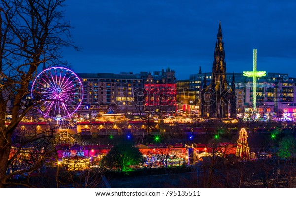 Edinburgh Scotland Bright Lights Night Life Stock Photo Edit Now