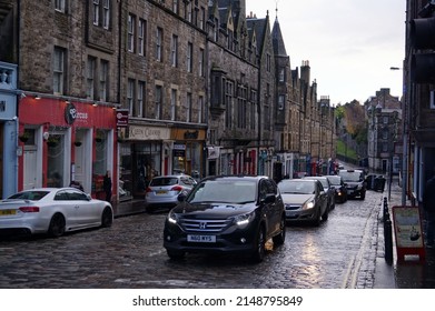 Edinburgh, Scotland - December 1 2015: a view of St Mary's Street in the city centre