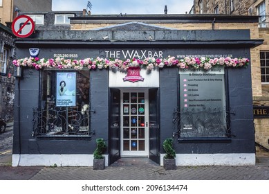 Edinburgh, Scotland - January 17, 2020: The Wax Bar salon on Rose Street in New Town of Edinburgh city