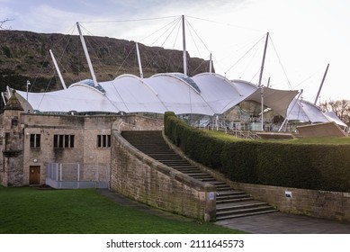 Edinburgh, Scotland - January 18, 2020: Dynamic Earth science centre in Edinburgh city