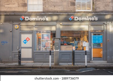 Edinburgh, Scotland - January 8 2021: Domino's Location On Raeburn Place In Stockbridge, Edinburgh. Domino's Is One Of The World's Largest Pizza Chains.