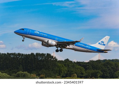 EDINBURGH, SCOTLAND - Jun 01, 2022: Departing KLM Royal Dutch Airlines Edinburgh Airport (EGPH SCO)