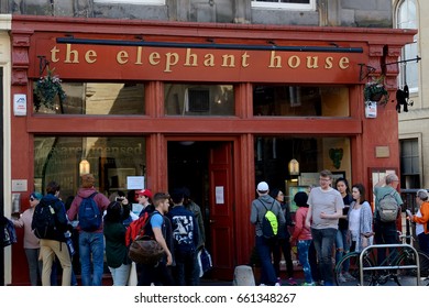 EDINBURGH, SCOTLAND - JUNE 2: The Elephant House In 2 June, 2017 At Edinburgh. Some Of The Chapters Of Harry Potter Was Written Here.