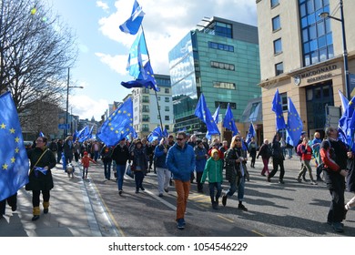 Edinburgh, Scotland - March 24 2018: March for Europe, pro-EU, anti-Brexit march and rally