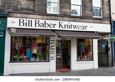 Edinburgh, Scotland- Nov 20, 2021: Bill Baber Knitwear shop in Edinburgh City centre.