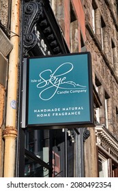 Edinburgh, Scotland- Nov 20, 2021: The Sign for Isle of Skye Candle Company in Edinburgh City centre.