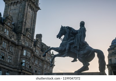 EDINBURGH, SCOTLAND - OCTOBER 10 2018: The Iron Duke In Bronze, By John Steell, Edinburgh, Scotland