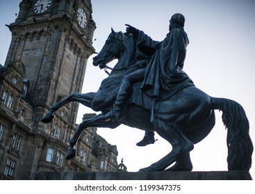 EDINBURGH, SCOTLAND - OCTOBER 10 2018: The Iron Duke In Bronze, By John Steell, Edinburgh, Scotland