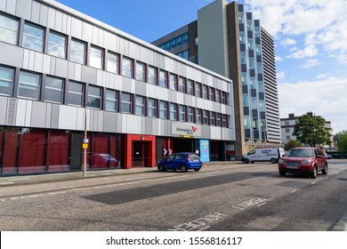 Edinburgh, Scotland / UK - 08 18 2019: Edinburgh Napier University (ENU) Buildings