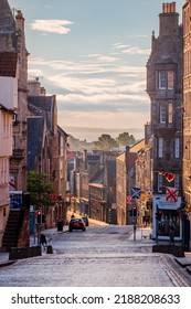 Edinburgh, Scotland UK - July 2022: Building Facades In Edinburgh In The Morning