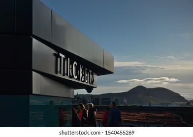 Edinburgh, Scotland / UK - October 24 2019: Ticket Office At Edinburgh Castle By Gareth Hopkins Architects